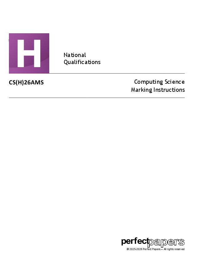 2026 Computing Science (Higher) - PAPER A marking scheme cover