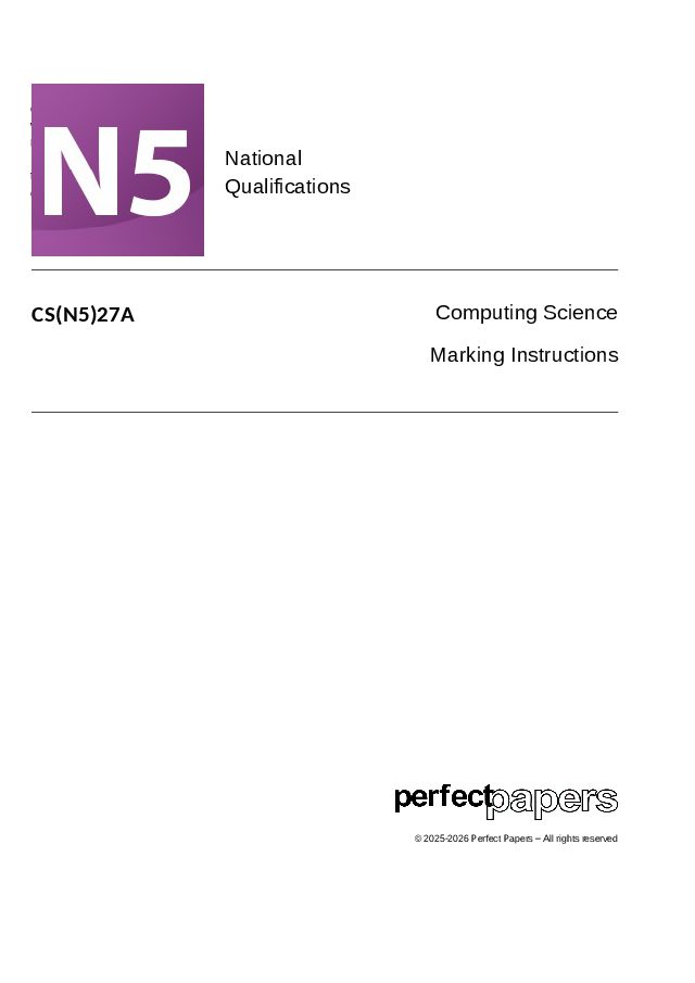 2027 Computing Science (National 5) - PAPER A marking scheme cover