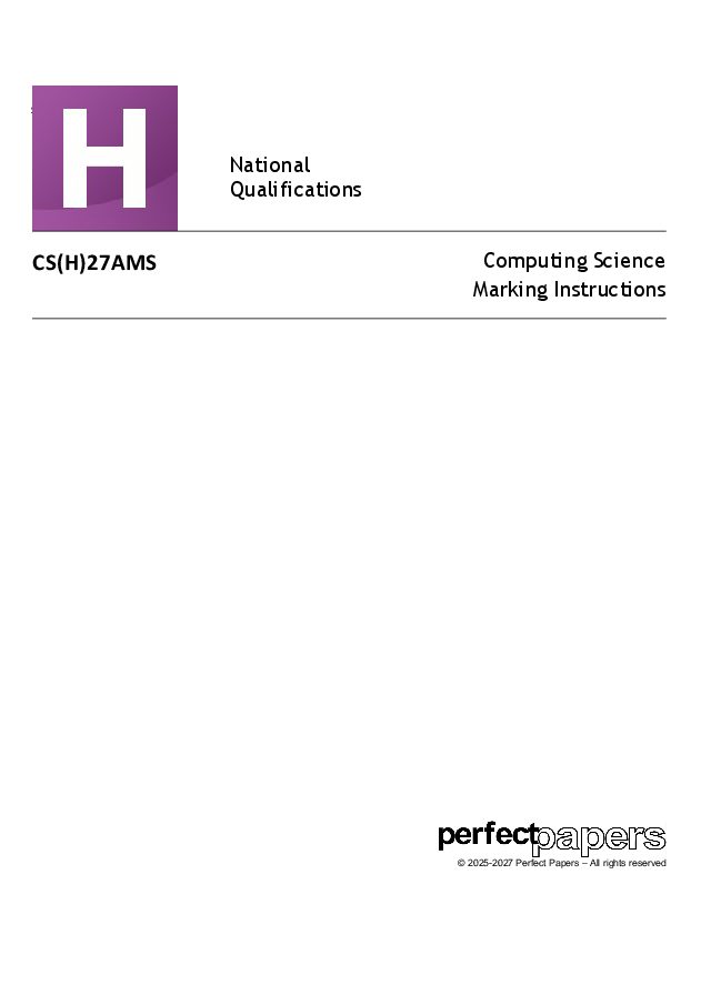 2027 Computing Science (Higher) - PAPER A marking scheme cover